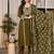 Aaysa women embroidered green kurta set with printed dupatta