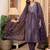 Aaysa women embroidered purple kurta set with printed dupatta