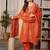 Aaysa women embroidered orange kurta set with printed dupatta