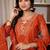 Aaysa women embroidered orange kurta set with printed dupatta