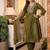 Aaysa women embroidered green kurta set with printed dupatta