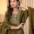Aaysa women embroidered green kurta set with printed dupatta