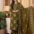 Aaysa women embroidered green kurta set with printed dupatta