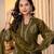 Aaysa women embroidered green kurta set with printed dupatta