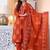 Aaysa women embroidered orange kurta set with printed dupatta