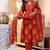 Aaysa women embroidered orange kurta set with printed dupatta