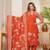 Aaysa women embroidered orange kurta set with printed dupatta