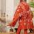 Aaysa women embroidered orange kurta set with printed dupatta