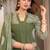Aaysa women embroidered green kurta set with printed dupatta
