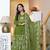 Aaysa women embroidered green anarkali kurta set with printed dupatta