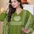 Aaysa women embroidered green anarkali kurta set with printed dupatta