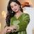 Aaysa women embroidered green anarkali kurta set with printed dupatta