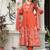 Aaysa women embroidered orange anarkali kurta set with printed dupatta
