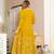 Aaysa women embroidered yellow anarkali kurta set with printed dupatta