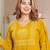 Aaysa women embroidered yellow anarkali kurta set with printed dupatta