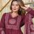 Aaysa women embroidered maroon anarkali kurta set with printed dupatta