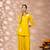 Women solid yellow leaf embroidery co-ord set