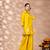 Women solid yellow leaf embroidery co-ord set