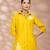 Women solid yellow leaf embroidery co-ord set