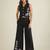 Women black cotton embroidered waistcoat with pant co-ord set