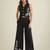 Women black cotton embroidered waistcoat with pant co-ord set