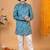Boys teal blue cotton botanical printed kurta pyjama set