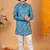 Boys teal blue cotton botanical printed kurta pyjama set