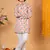 Boys peach cotton embroidered sequined ikat kurta pyjama set