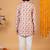 Boys peach cotton embroidered sequined ikat kurta pyjama set