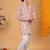 Boys peach cotton embroidered sequined ikat kurta pyjama set