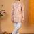 Boys rust cotton circular geometric printed kurta pyjama set