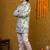Boys green rayon diamond motifs embroidered printed kurta pyjama set