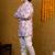Boys lilac rayon diamond motifs embroidered printed kurta pyjama set