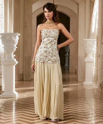 Ivory embroidered jacquard co ord set 1