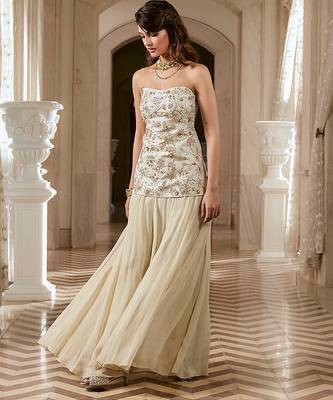 Ivory embroidered jacquard co ord set 2