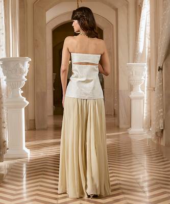 Ivory embroidered jacquard co ord set 3