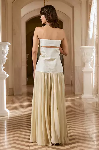 Ivory embroidered jacquard co ord set