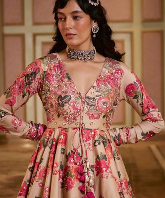 Multicolor printed silk kurta set 3