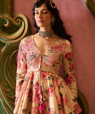 Multicolor printed silk kurta set 4
