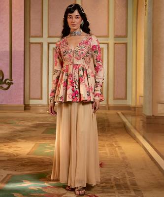 Multicolor printed silk kurta set 5