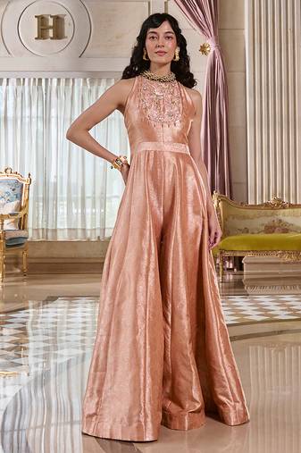 Rose embroidered jacquard jumpsuit