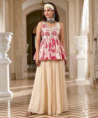 Ivory embroidered silk kurta set 1