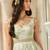 Green embroidered jacquard gown