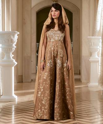 Brown embroidered jacquard jumpsuit 4