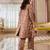 Brown printed jacquard jacket set
