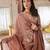 Brown embroidered jacquard kurta set