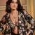 Black printed silk jacket set
