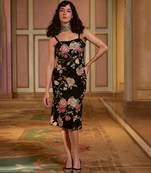 Black printed velvet dress