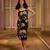 Black printed velvet dress