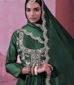 Chinon silk embroidery sequins work fullstitched gown with koti and dupatta     elegant ethnic wear set